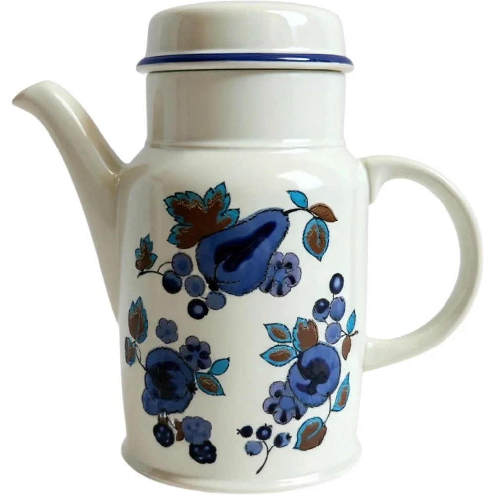 Royal Doulton Lambeth Stoneware Festival Coffee Pot LS1010 Blue Floral Vintage